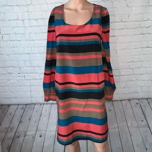 Tinley Road Red, Brown & Blue Striped dress size M